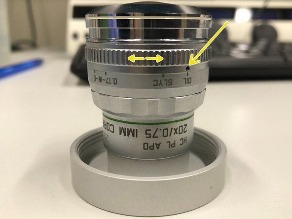 For optimal imaging performance on some objectives the correction collar has to be adjusted.