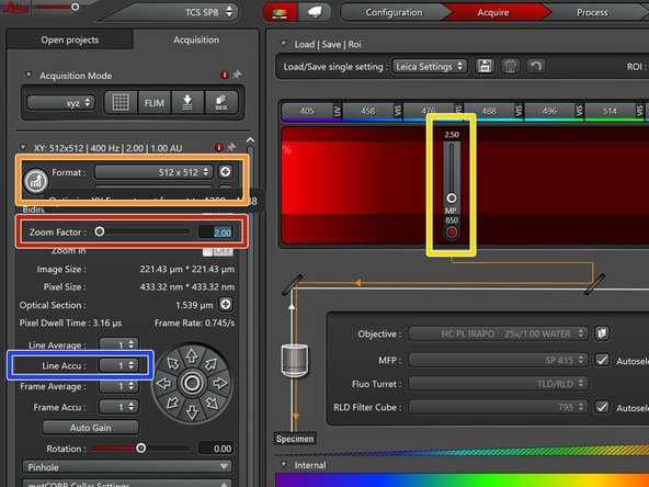 Adjust the  &quot;Zoom Factor&quot; for optimally zooming on your sample.
