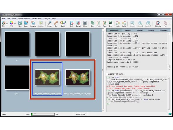 Back on the Huygens workspace you will find a new thumbnail with your deconvolution results.