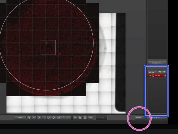 Make sure that only the previously chosen imaging region is ticked in the job list.