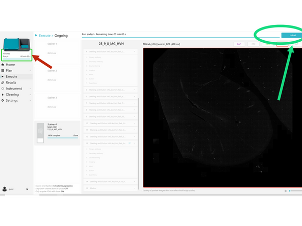 In COMET Control Software, go to INSTRUMENT &gt; Stainers to unload the slides.