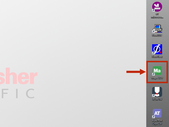 The icons of all necessary software can be found on the right side of the right-most display.
