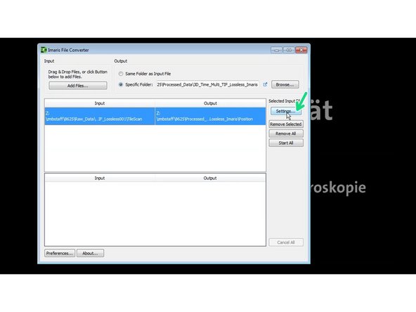 Press settings to check and adjust the correct dimensions.