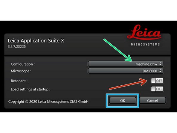 Select &quot;machine.xlhw&quot; as configuration (only necessary when starting software for the first time)