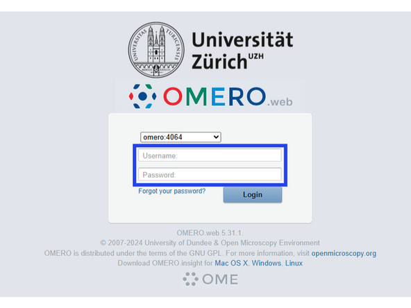Go to https://omero.core.uzh.ch