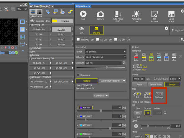 Click on the Discharge water