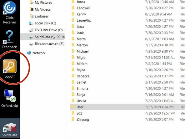 Log off from the Support PC, when you are finished with your data transfer