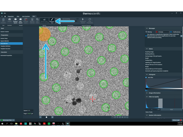 Click on 'Selection brush' and manually go through all your grid squares and unselect holes with obvious problems (ice, cracks etc.).