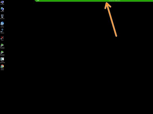A green connection bar is displayed on top to show you work remotely on the computer
