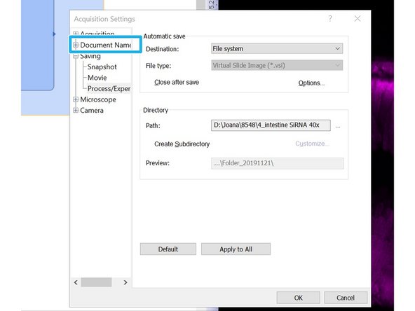 Open Acquisition settings.
