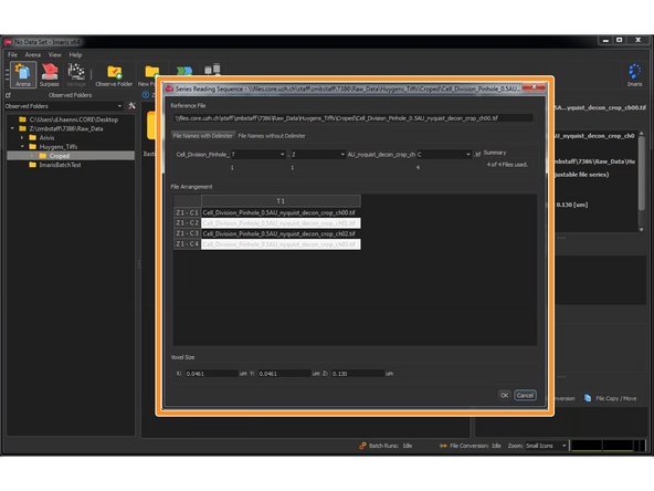 By Right click on a file you can open the &quot;Configure File Series&quot; dialog which allows to modify the dimensions of the image series for import.