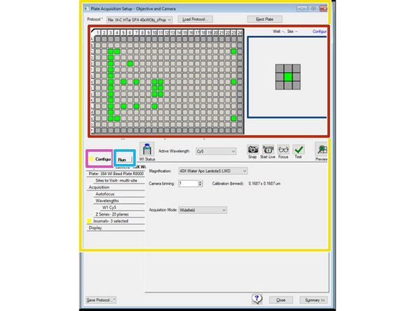 Use the Plate Acquisition Setup dialog to create protocols for acquiring images from plates.