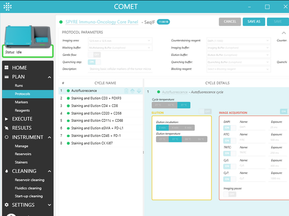1. In COMET Control Software, create the necessary protocols: PLAN&gt; Protocols&gt; ADD NEW