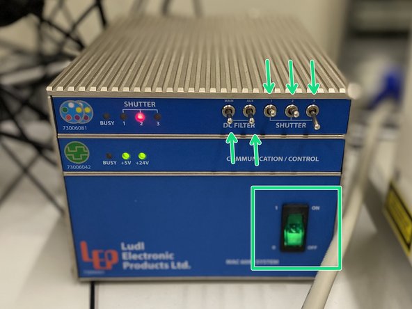 Cameras 1 and 2 should be on. The Indicator LED light should be green.