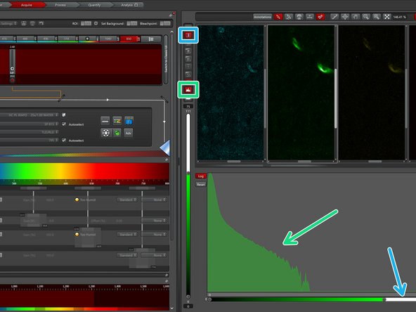 Manually adjust the image format or click on the round button for automatic adjustment for optimal sampling.