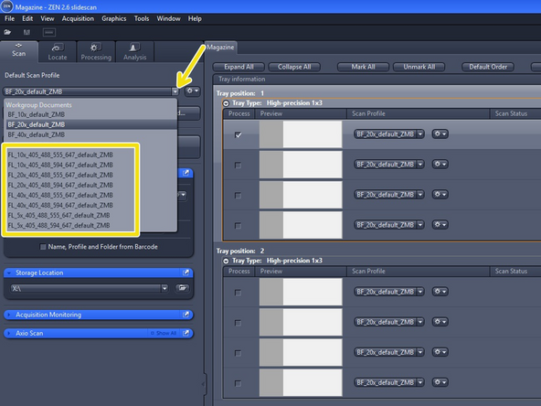 Start with one of the ZMB default profiles (they are already optimized for imaging with a particular objective)