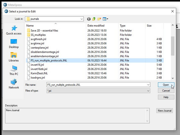 Only available if you previously selected Run Journals during acquisition in the Acquisition tab.