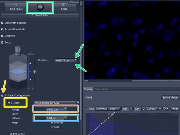 Define a z-stack if the tissue is not flat or very thick. By default the z-stack function is  disabled