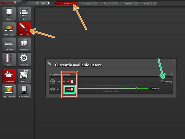 Go to &quot;Configuration&quot; and choose &quot;Laser Config&quot;.