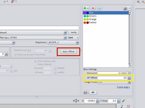 Usually there is a z offset between the found laser auto focus position and your brightest fluorescence signal.