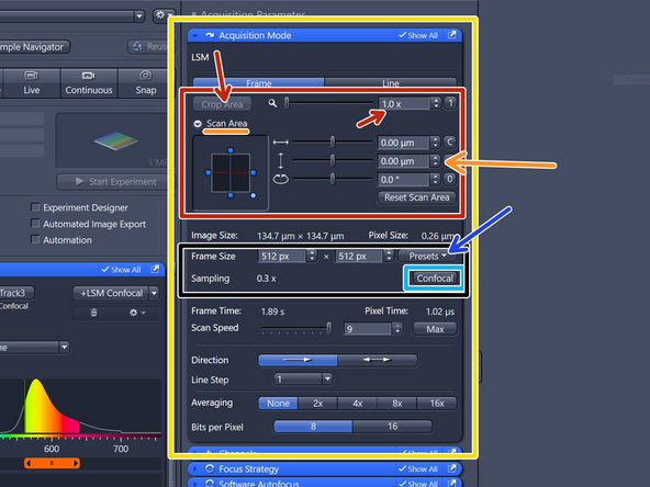 Proper setting of the xy sampling (pixel size) is crucial for acquiring optimal images.