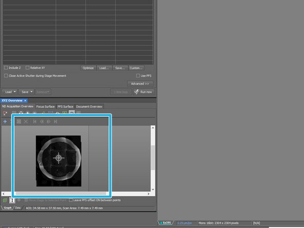 bring sample to focus (use mouse wheel)