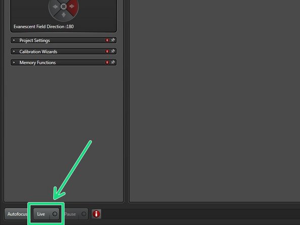 Choose FLUO to enable widefield illumination.
