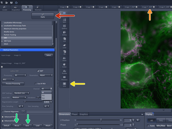 Once you have set up the parameters you can hit &quot;Apply&quot; at the top of the &quot;Processing Tab&quot; and the raw image you have selected will be processed with your settings.