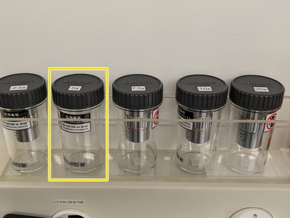 The 5x objective should be "per default" mounted at the Benchtop.