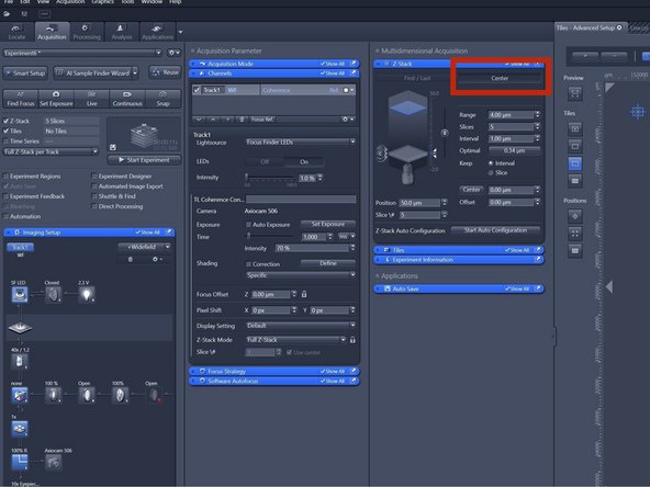 Go to the &quot;Z-Stack&quot; tab and select &quot;Center&quot;.