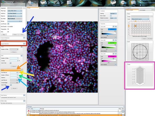 Set up Z-stack settings in the &quot;Layout Selection&quot; panel
