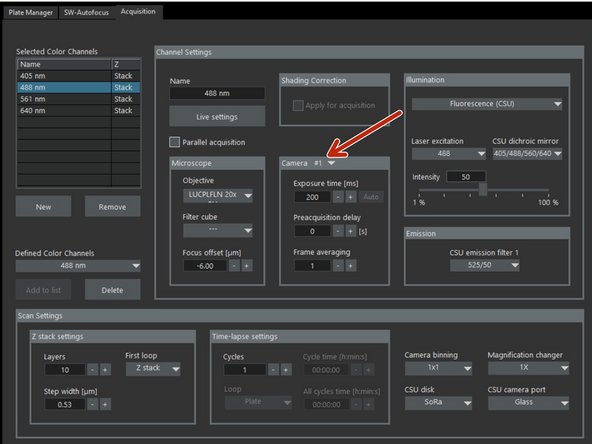 Define which camera to be used for each channel.