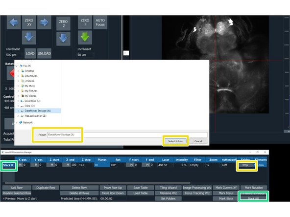 In the &quot;mesoSPIM Acquisition Manager&quot;, click on &quot;Stack 0&quot;, followed by &quot;Mark ALL&quot;