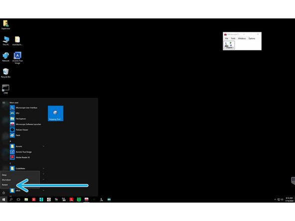 Click on the 'Start' button and restart th PC.