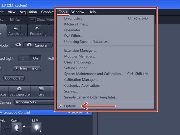 In the &quot;ZEN&quot; software go to Tools &gt; Options.