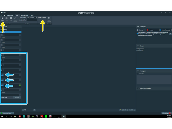 In 'Screening' tick boxes next to the symbols of grids that you want to acquire atlases of.