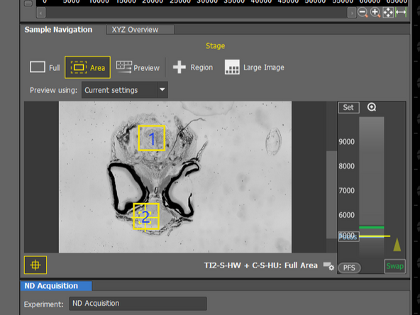 Let's acquire two points, as indicated in the Sample Navigation tab.