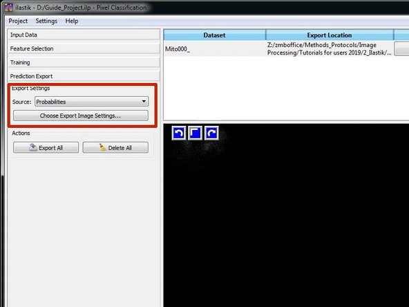 Go to the &quot;Prediction Export&quot; Pane.