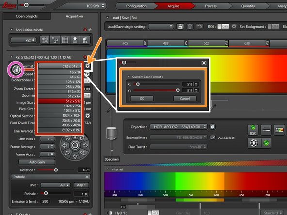 &quot;Format&quot; defines the number of pixels in one scan area.