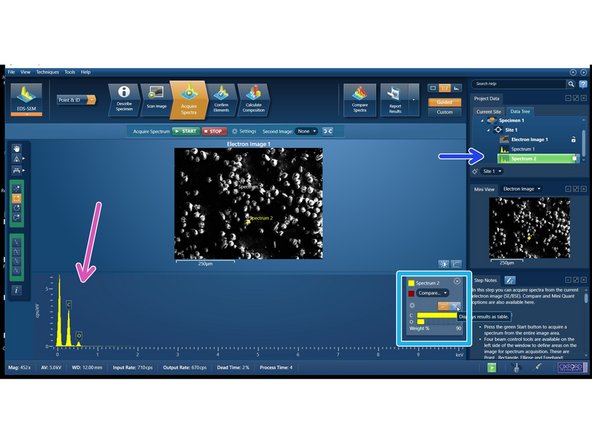Press &quot;START&quot; to acquire a SEM image