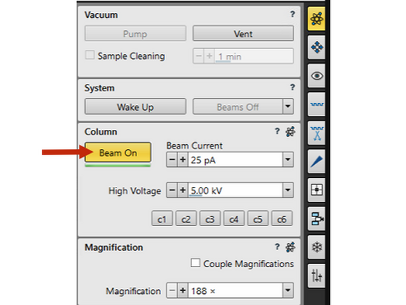 Check if the beams are switched on. If the button is yellow, it is ON.
