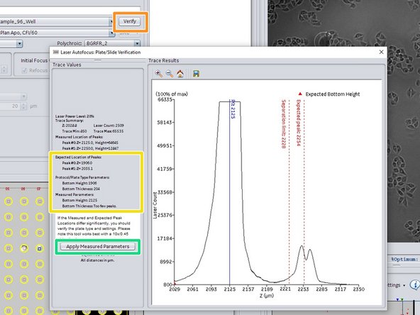 In the  "Dashboard" click on "Verify" to invoke the hardware auto-focus.