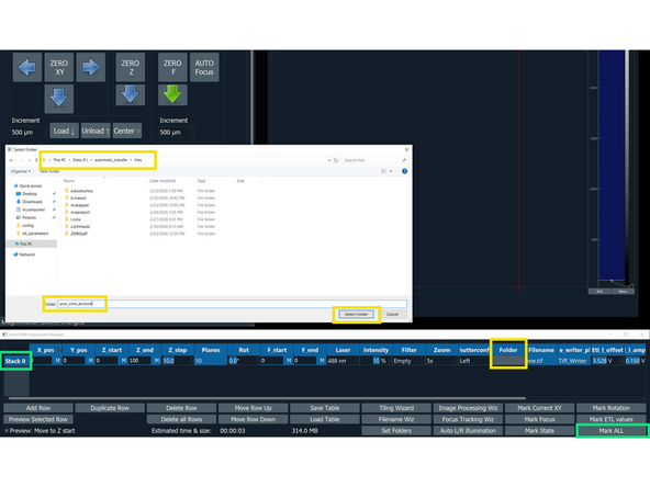 In the "mesoSPIM Acquisition Manager", click on "Stack 0", followed by "Mark ALL"