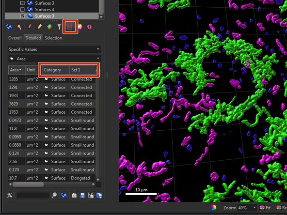 In the &quot;Statistics&quot; tab of your surfaces you see the object class and can explore the respective class statistics.
