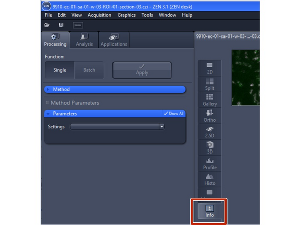 Open the data with ZEN sofware