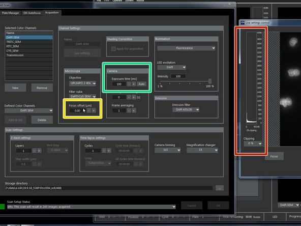 Move the Live settings window to the side so you can change between the different channels and adjust them accordingly.