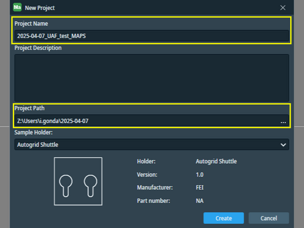 Give a meaningful name to your project and set the right folder path.