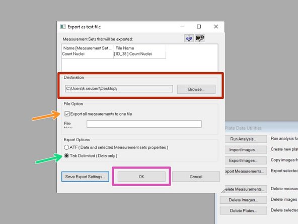 Select your export folder.