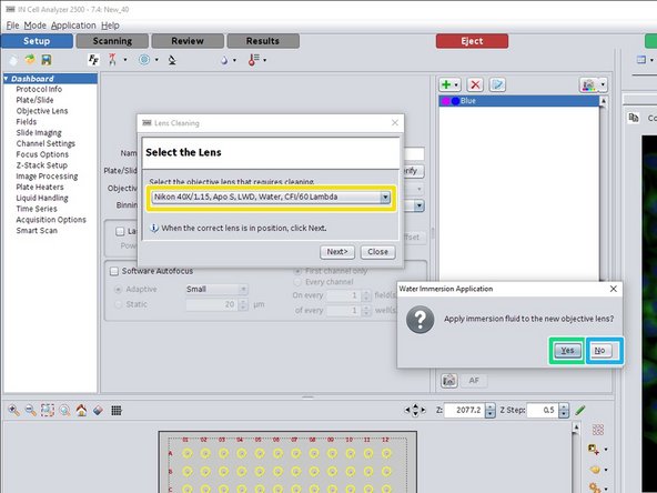 Select the objective to clean.