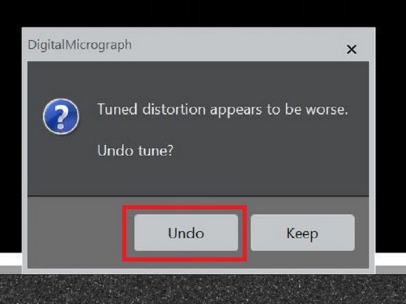 Distortion tuning might give an error message: